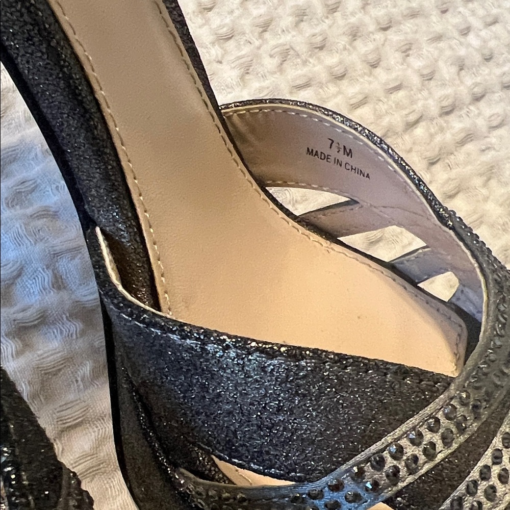 Pelle Moda Metallic Black Strappy Heels - Picture 4 of 9